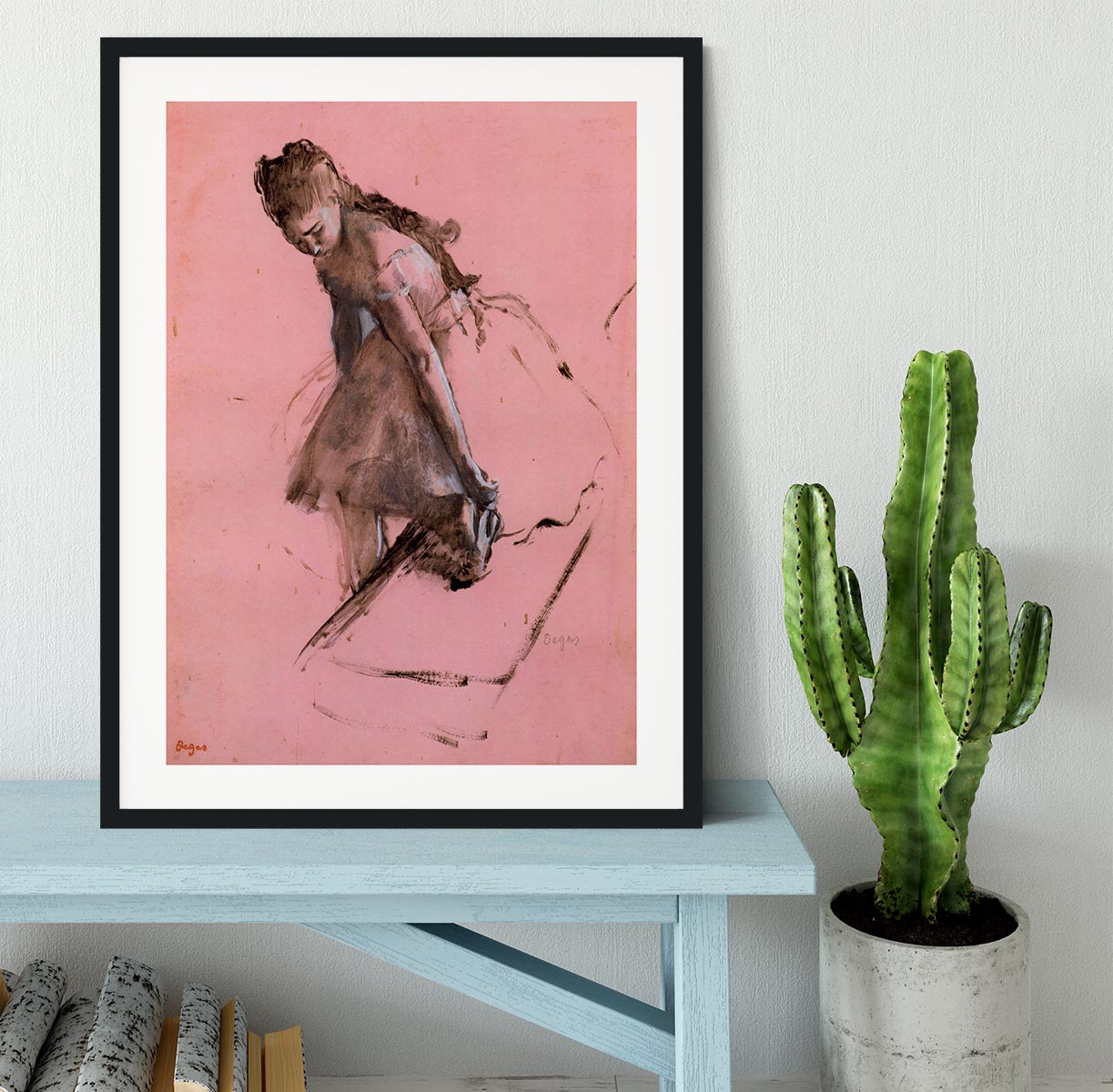 Dancer slipping on her shoe by Degas Framed Print - Canvas Art Rocks - 1