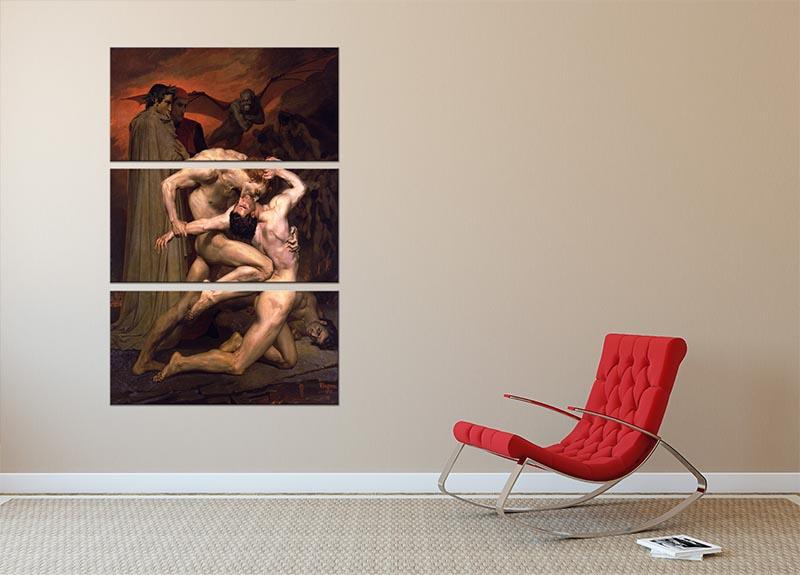 Dante And Virgil In Hell By Bouguereau 3 Split Panel Canvas Print - Canvas Art Rocks - 2