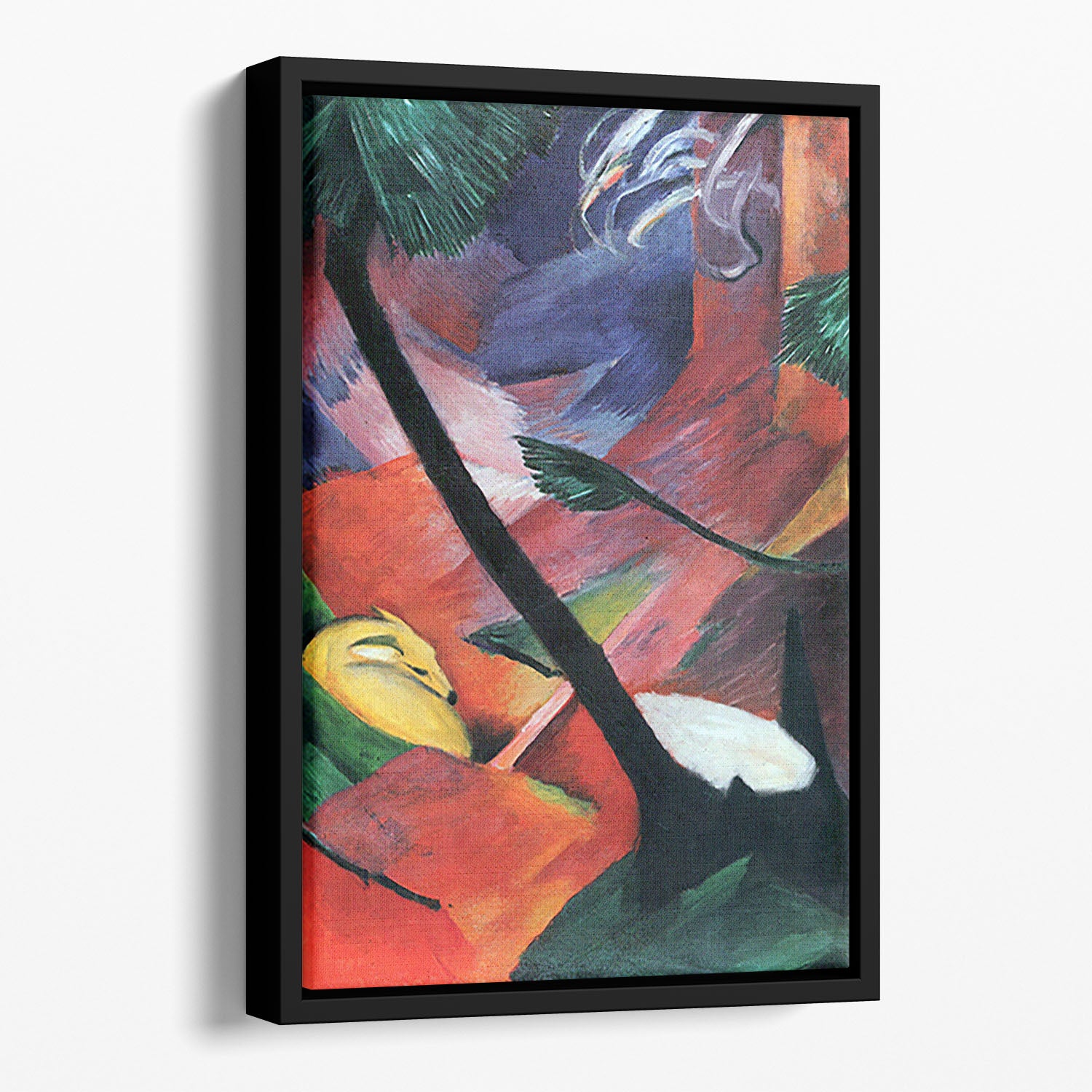 Deer in the forest II by Franz Marc Floating Framed Canvas