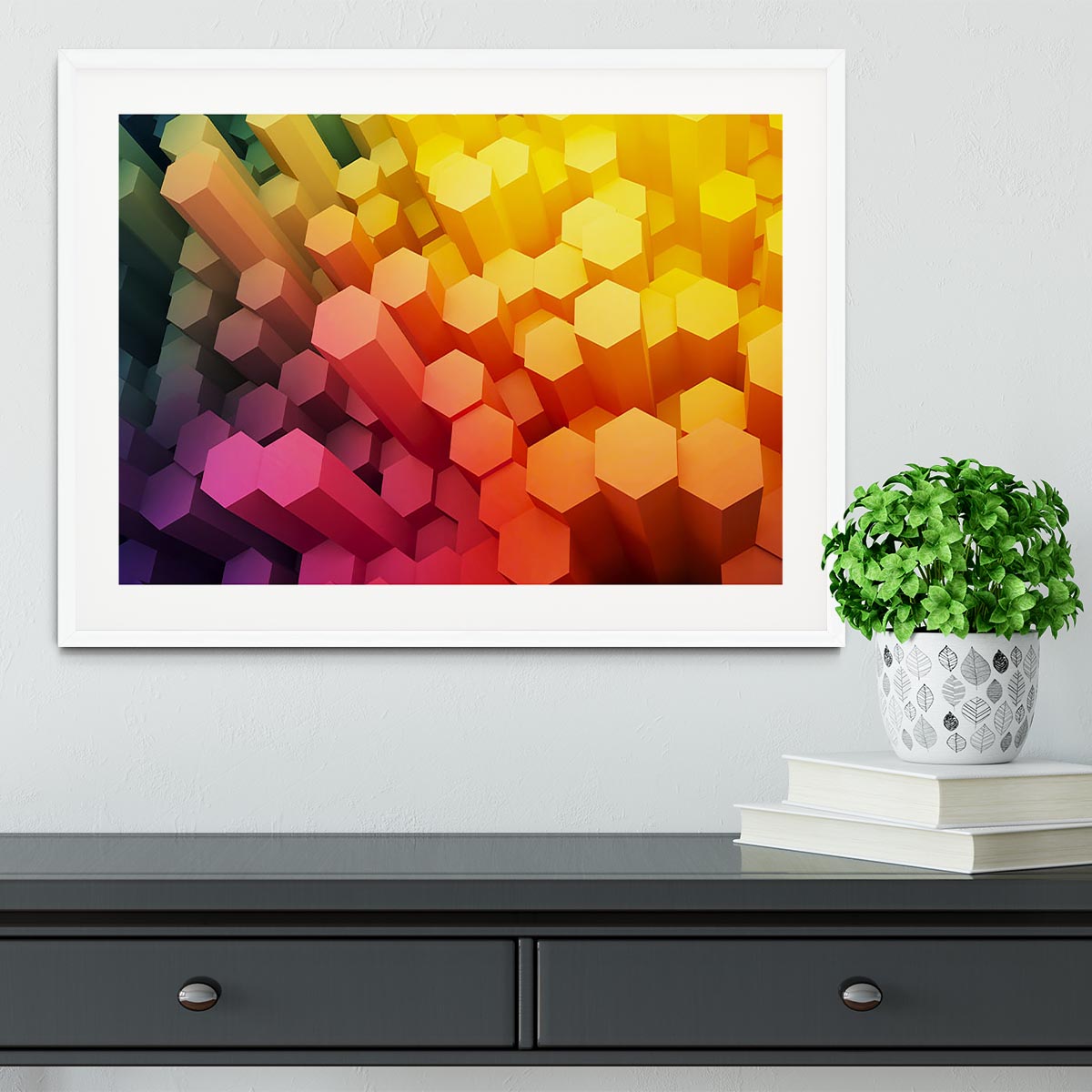 Dimensional Hexagons Framed Print - Canvas Art Rocks - 5