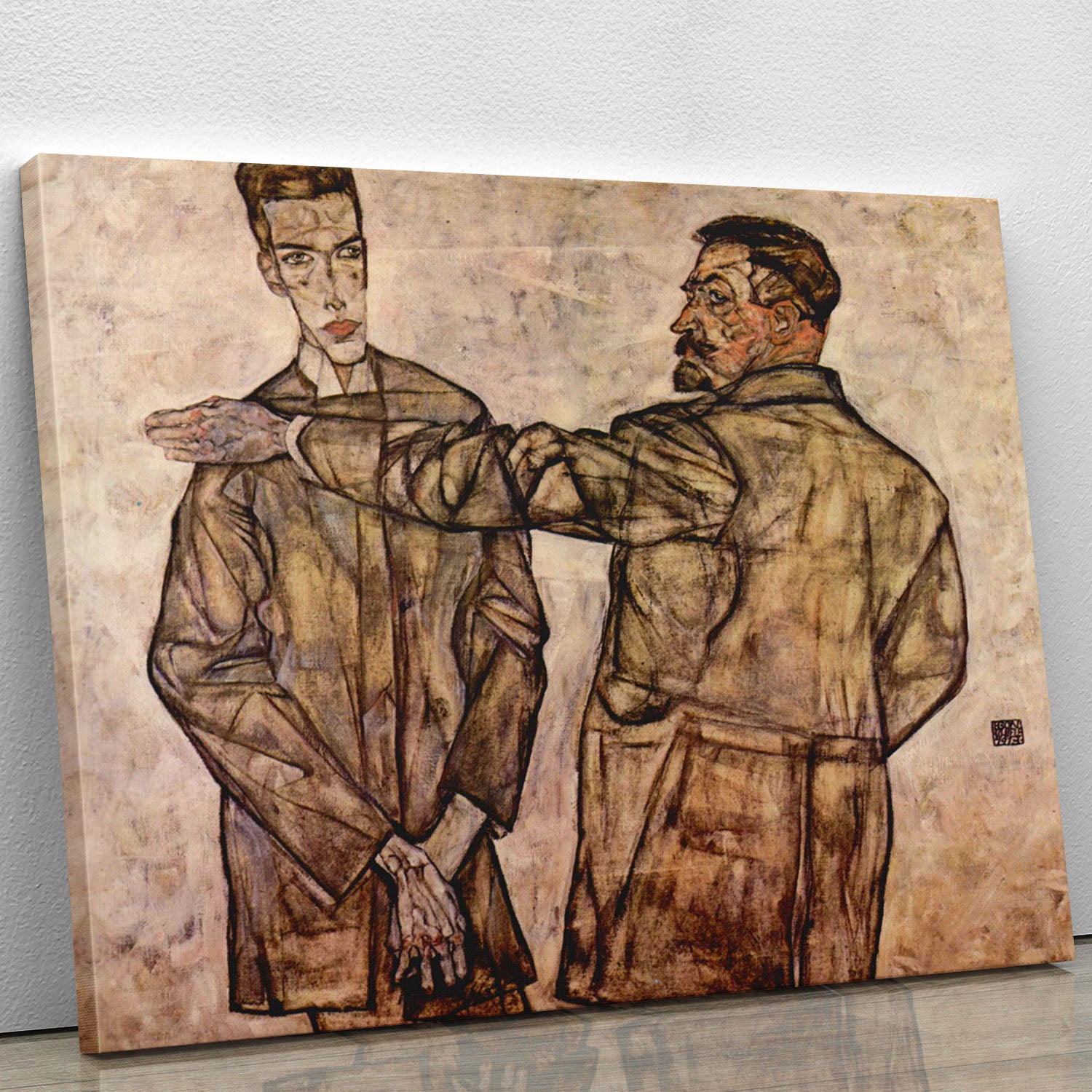 Double Portrait of Heinrich Bensch and his Son Otto by Egon Schiele Canvas Print or Poster - Canvas Art Rocks - 1