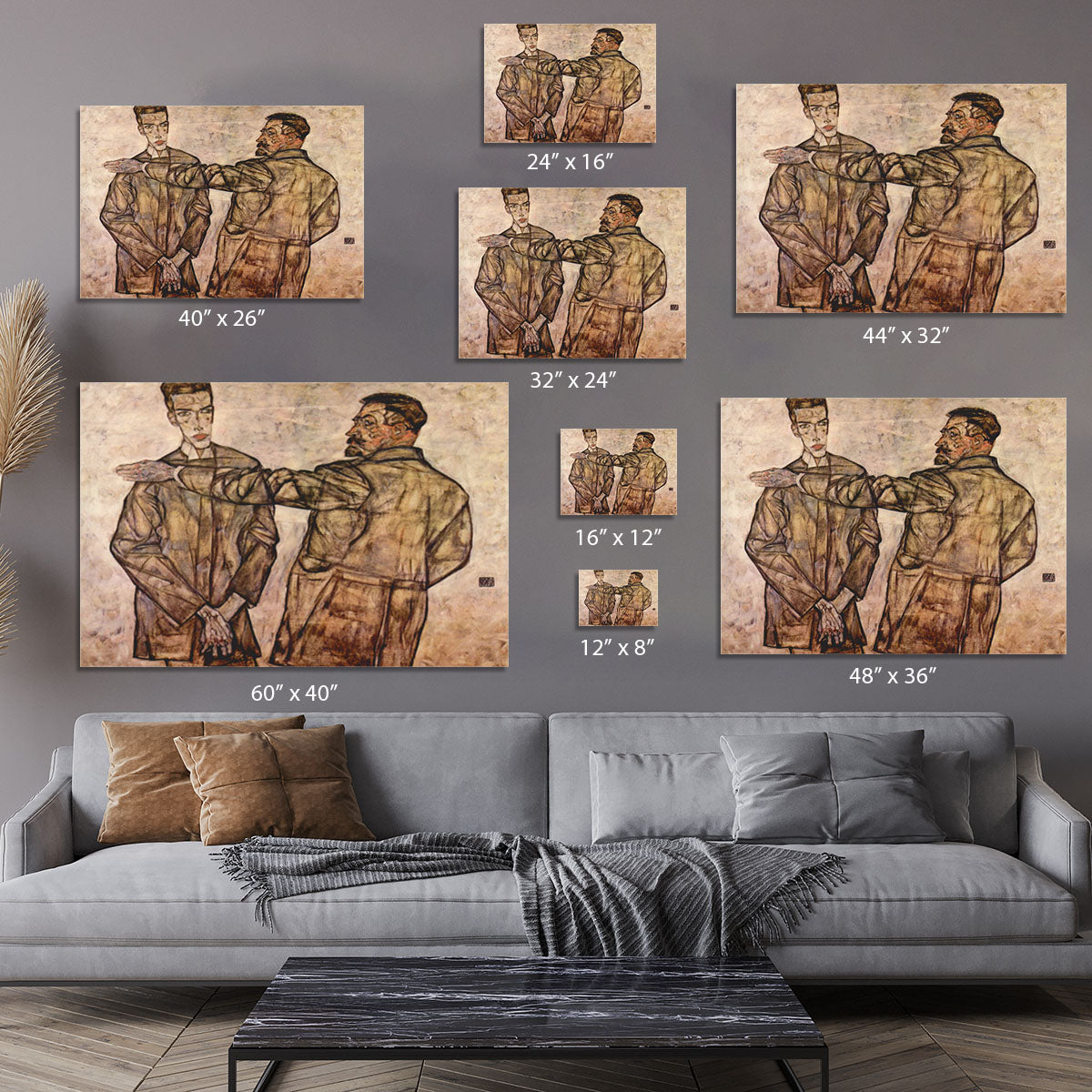 Double Portrait of Heinrich Bensch and his Son Otto by Egon Schiele Canvas Print or Poster - Canvas Art Rocks - 7