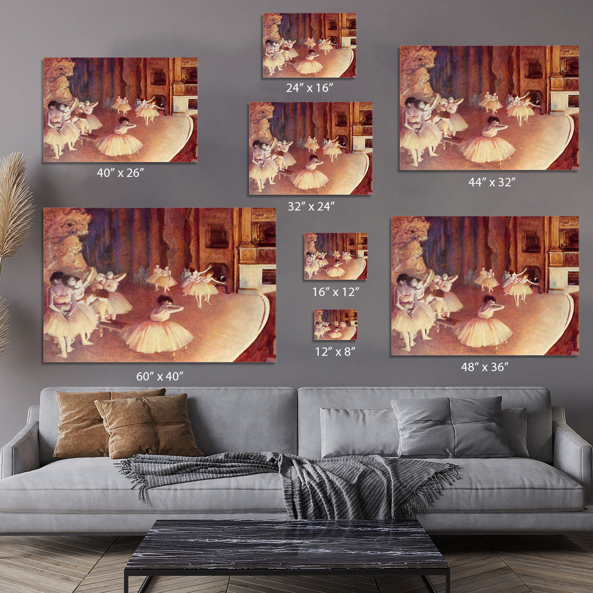 Dress rehearsal of the ballet on the stage by Degas Canvas Print or Poster - Canvas Art Rocks - 7