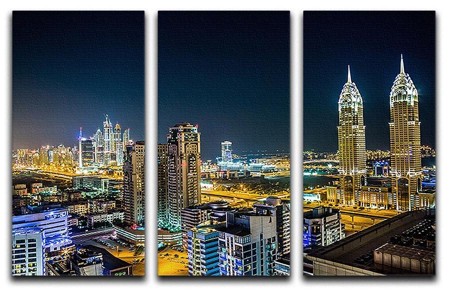 Dubai downtown night scene 3 Split Panel Canvas Print - Canvas Art Rocks - 1