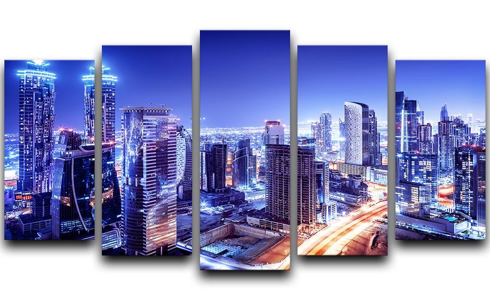 Dubai downtown night scene UAE 5 Split Panel Canvas - Canvas Art Rocks - 1