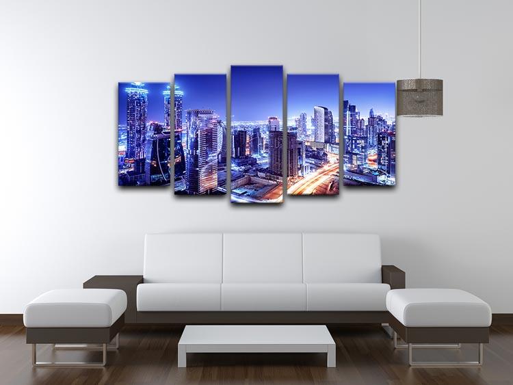 Dubai downtown night scene UAE 5 Split Panel Canvas - Canvas Art Rocks - 3