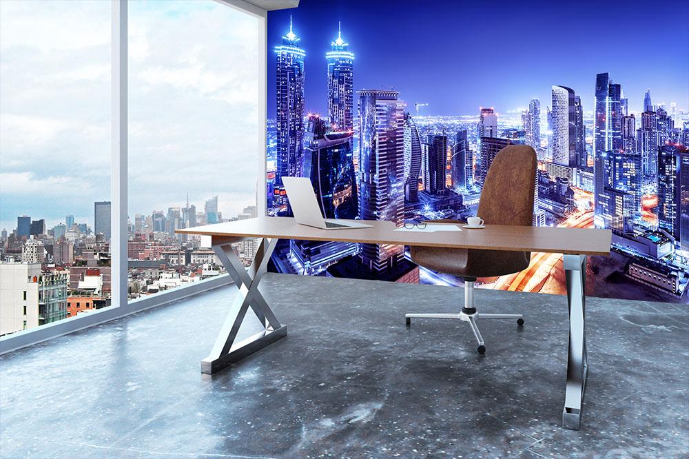 Dubai downtown night scene UAE Wall Mural Wallpaper - Canvas Art Rocks - 3