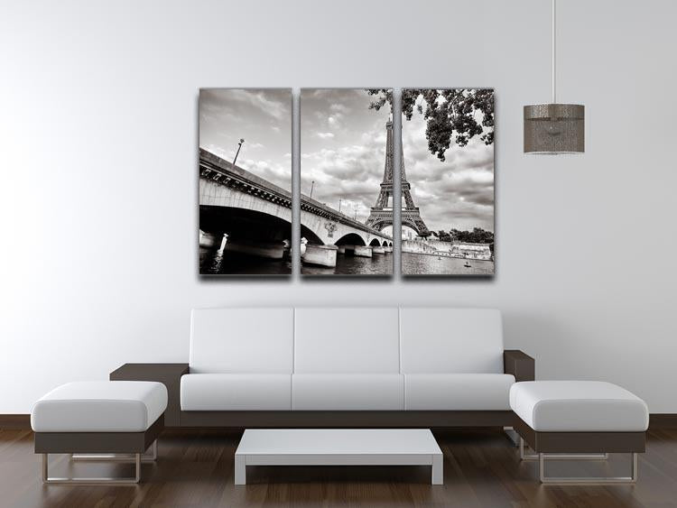 Eiffel tower view from Seine river 3 Split Panel Canvas Print - Canvas Art Rocks - 3