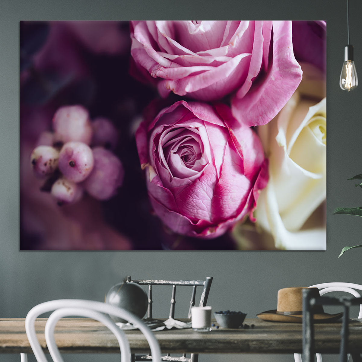 Elegant bouquet of pink and white roses Canvas Print or Poster - Canvas Art Rocks - 3