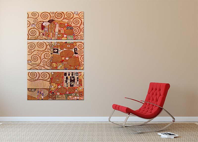 Embrace by Klimt 3 Split Panel Canvas Print - Canvas Art Rocks - 2