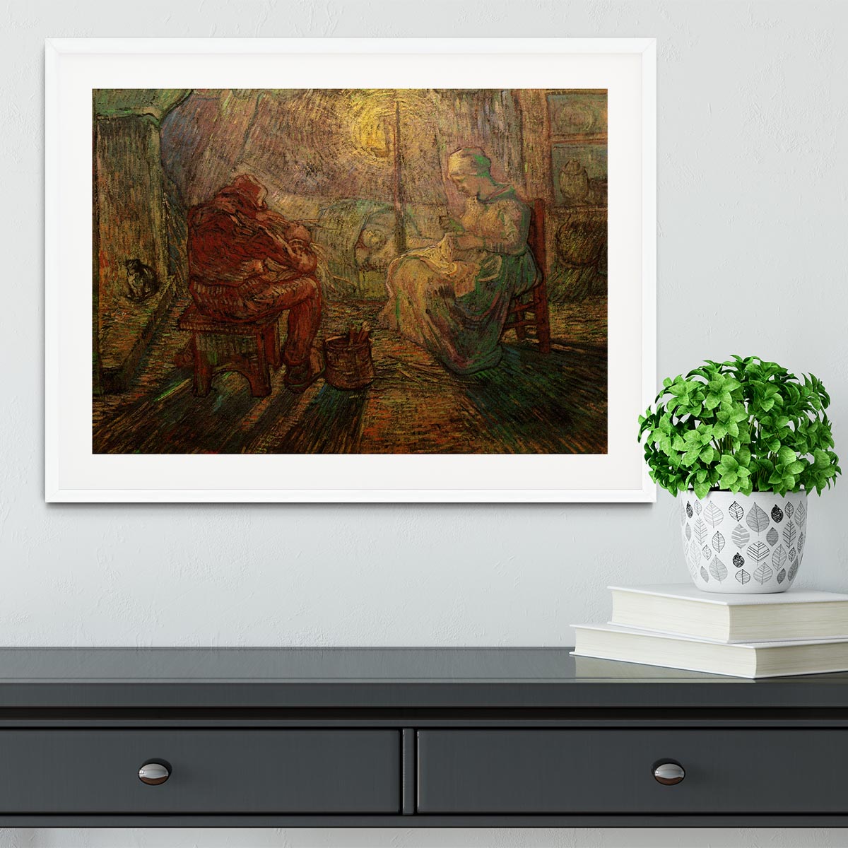 Evening The Watch after Millet by Van Gogh Framed Print - Canvas Art Rocks - 5