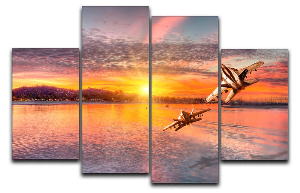 F 18 squadron over the sea 4 Split Panel Canvas - Canvas Art Rocks - 1