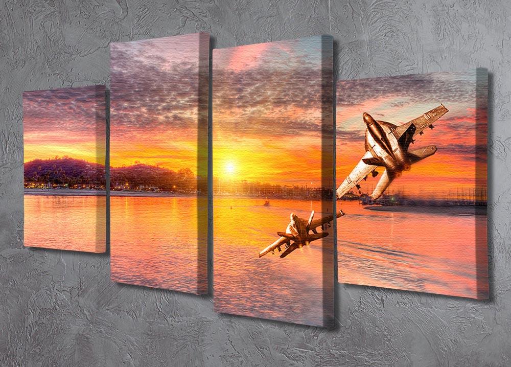 F 18 squadron over the sea 4 Split Panel Canvas - Canvas Art Rocks - 2