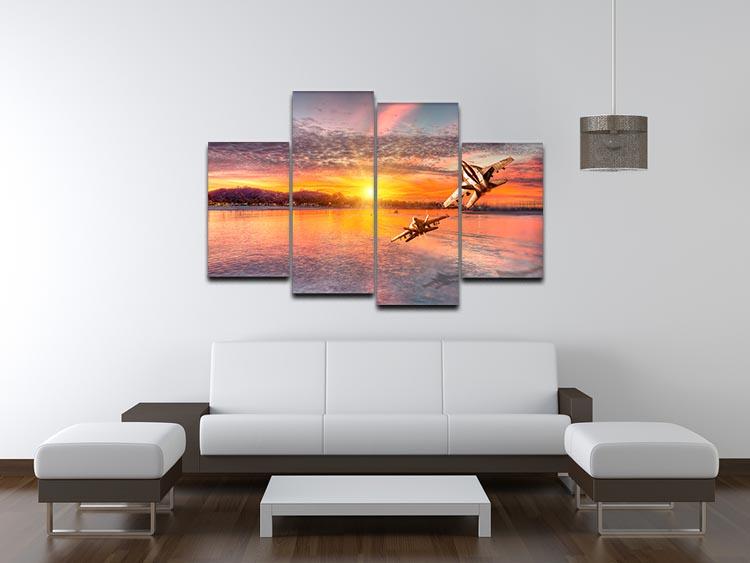 F 18 squadron over the sea 4 Split Panel Canvas - Canvas Art Rocks - 3