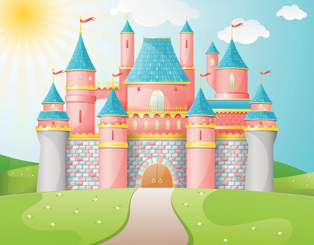 FairyTale castle illustration Wall Mural Wallpaper - Canvas Art Rocks - 1