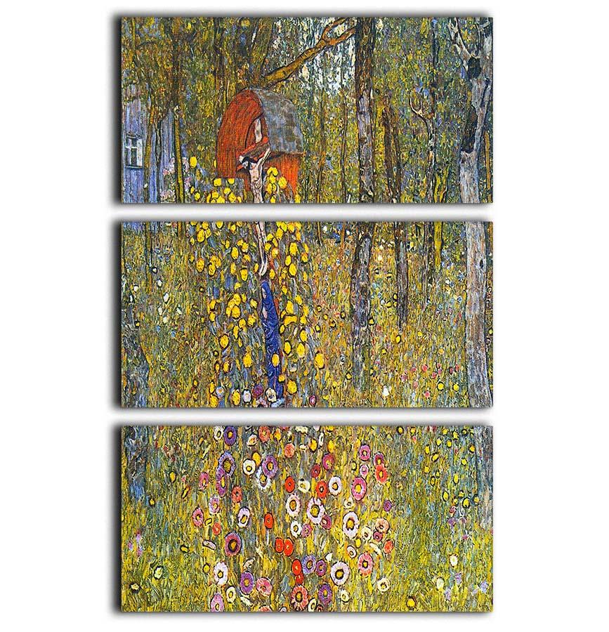 Farmers garden with crucifix by Klimt 3 Split Panel Canvas Print - Canvas Art Rocks - 1