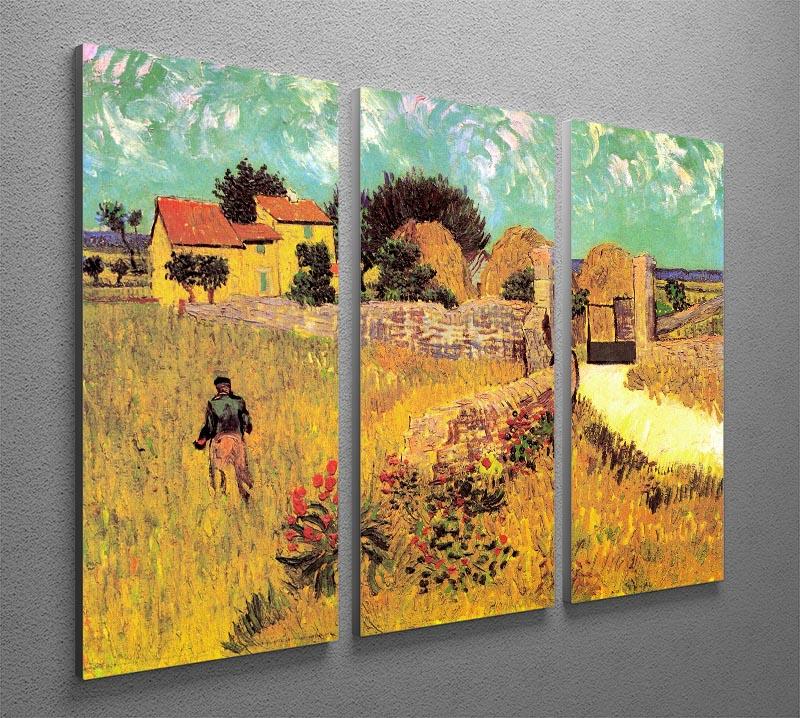 Farmhouse in Provence by Van Gogh 3 Split Panel Canvas Print - Canvas Art Rocks - 4