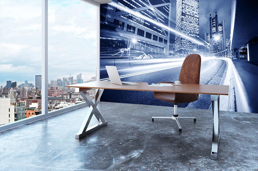 Fast moving cars lights blurred city Wall Mural Wallpaper - Canvas Art Rocks - 3