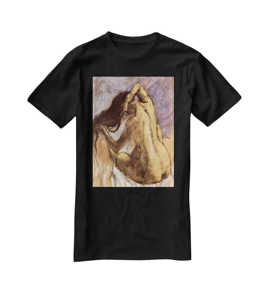 Female combing hair by Degas T-Shirt - Canvas Art Rocks - 1
