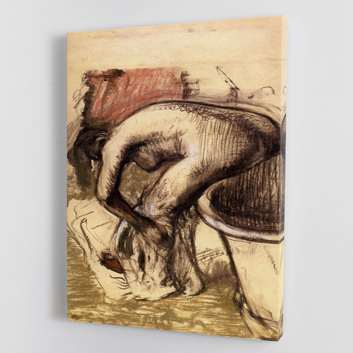 Female on the tub edge her legs drying 1 by Degas Canvas Print or Poster - Canvas Art Rocks - 1