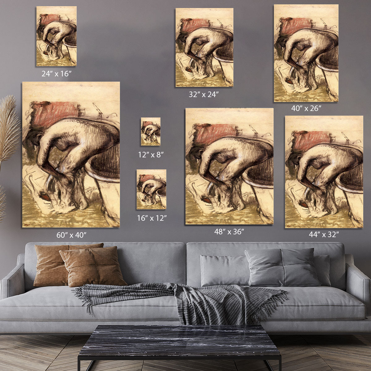 Female on the tub edge her legs drying 1 by Degas Canvas Print or Poster - Canvas Art Rocks - 7