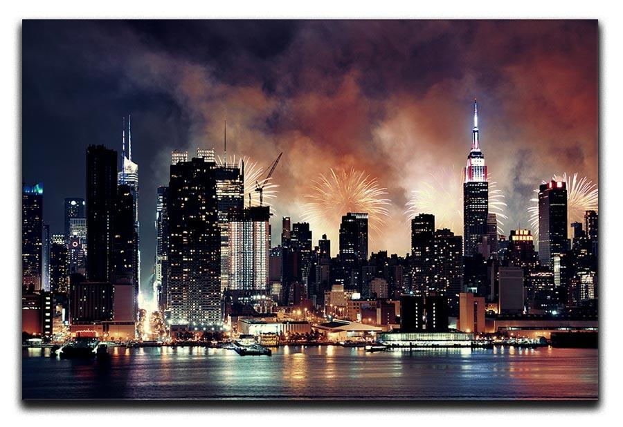 Fireworks show with Manhattan skyscrapers Canvas Print or Poster - Canvas Art Rocks - 1