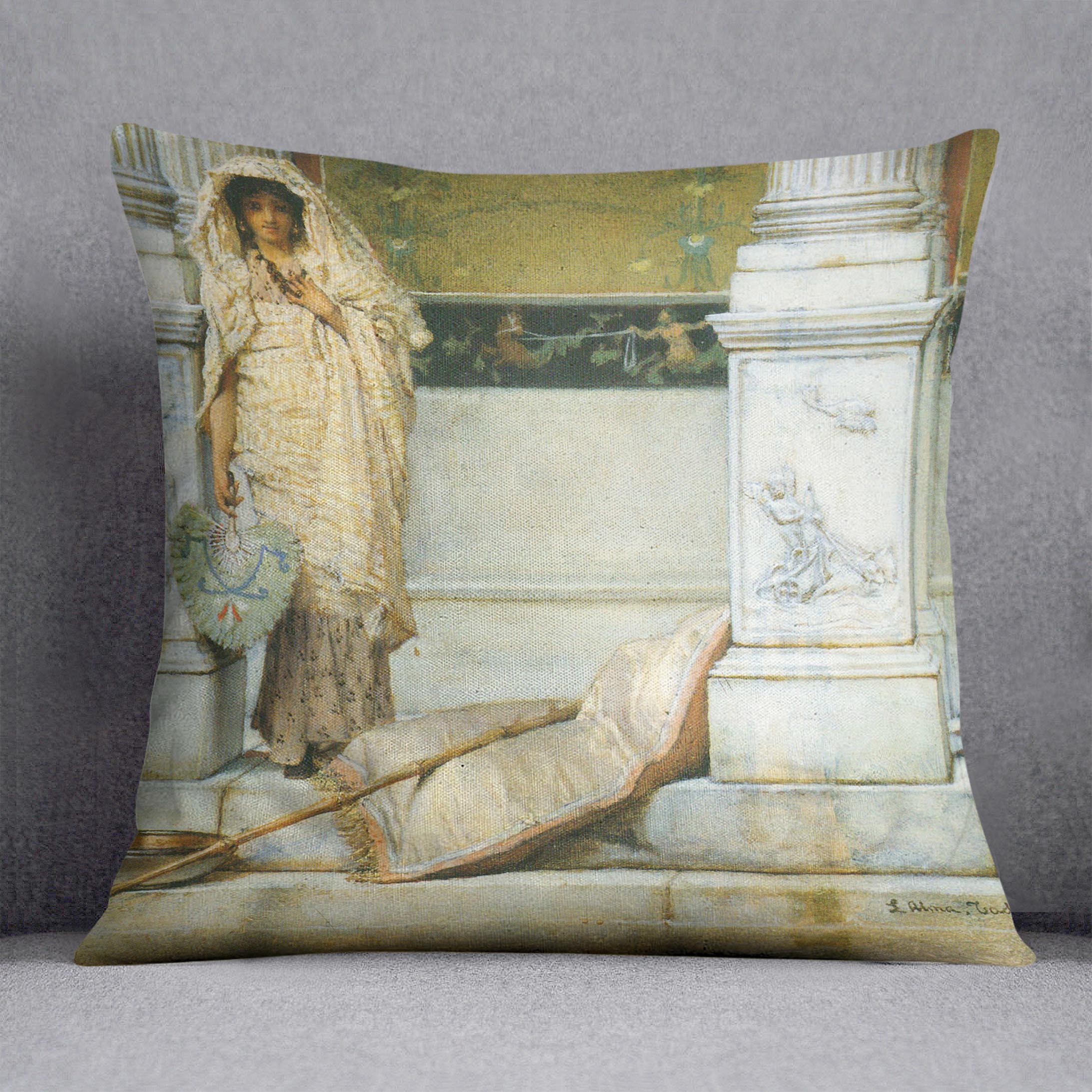 Fishing by Alma Tadema Cushion - Canvas Art Rocks - 1