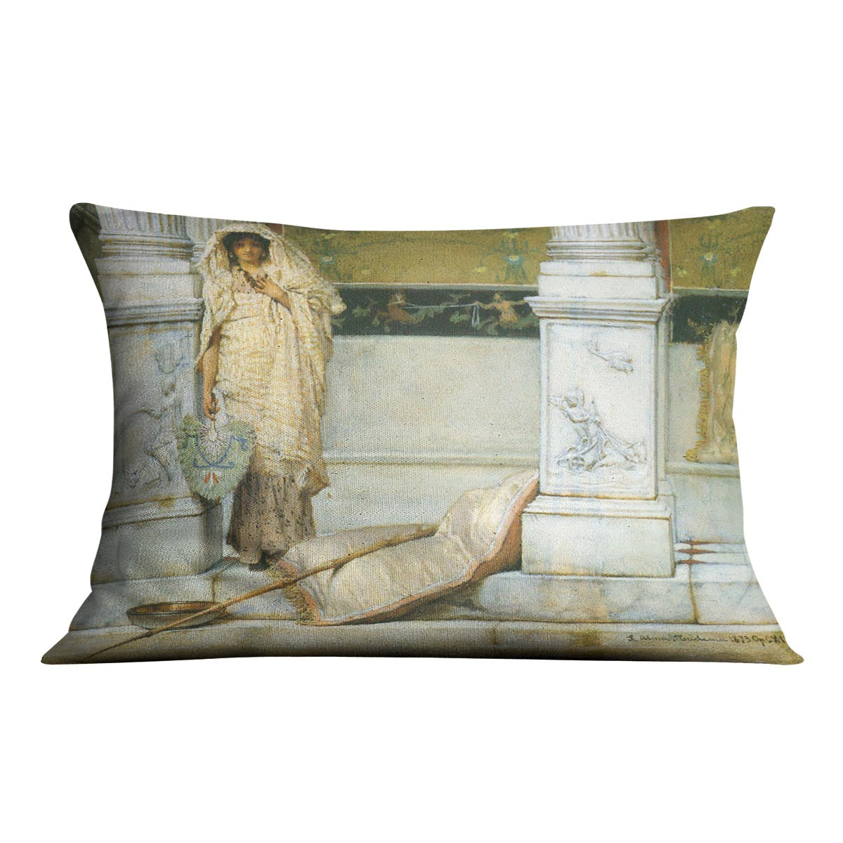 Fishing by Alma Tadema Cushion - Canvas Art Rocks - 4
