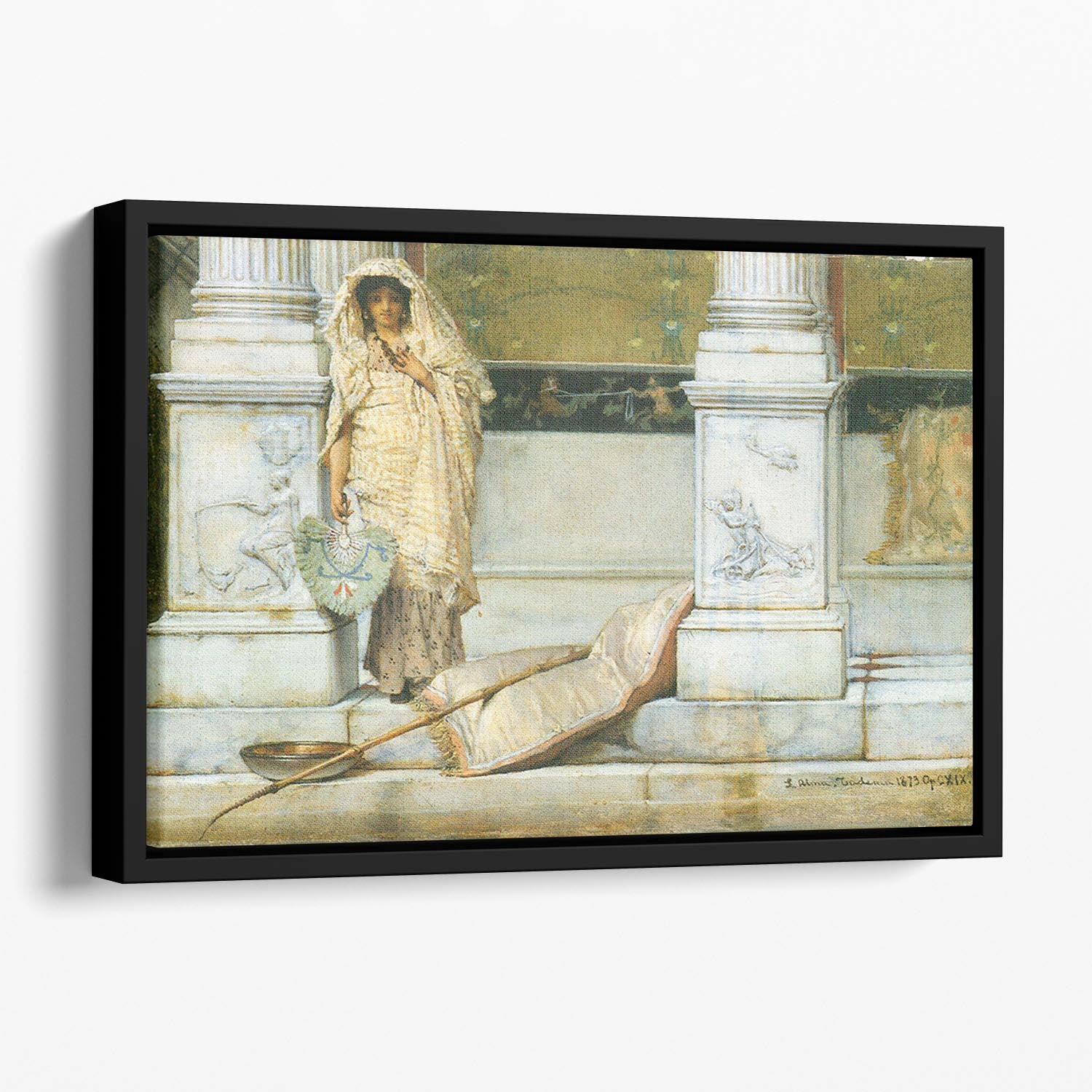 Fishing by Alma Tadema Floating Framed Canvas - Canvas Art Rocks - 1