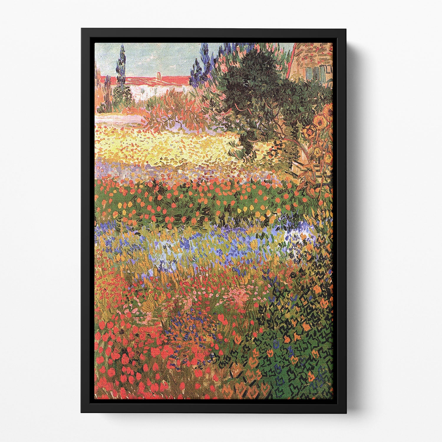 Flowering Garden by Van Gogh Floating Framed Canvas