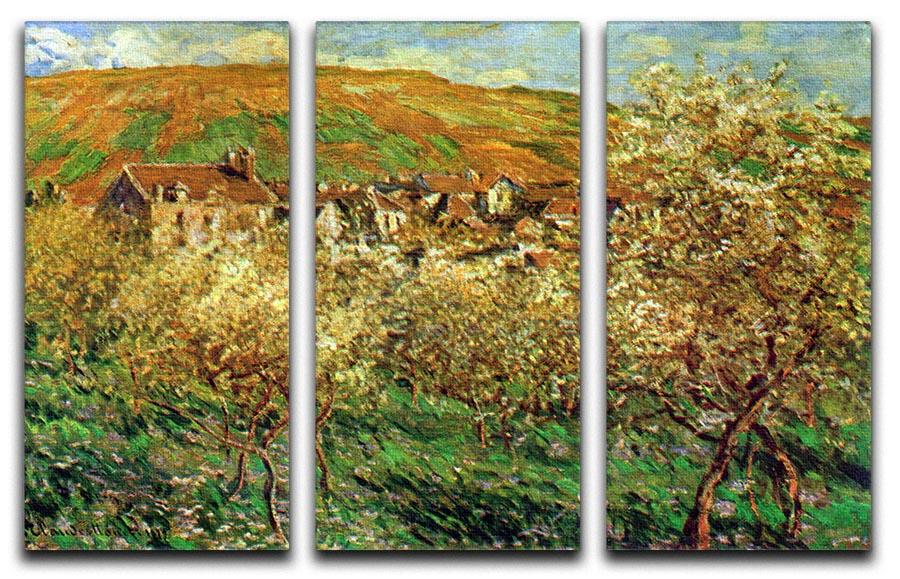 Flowering apple trees by Monet Split Panel Canvas Print - Canvas Art Rocks - 4