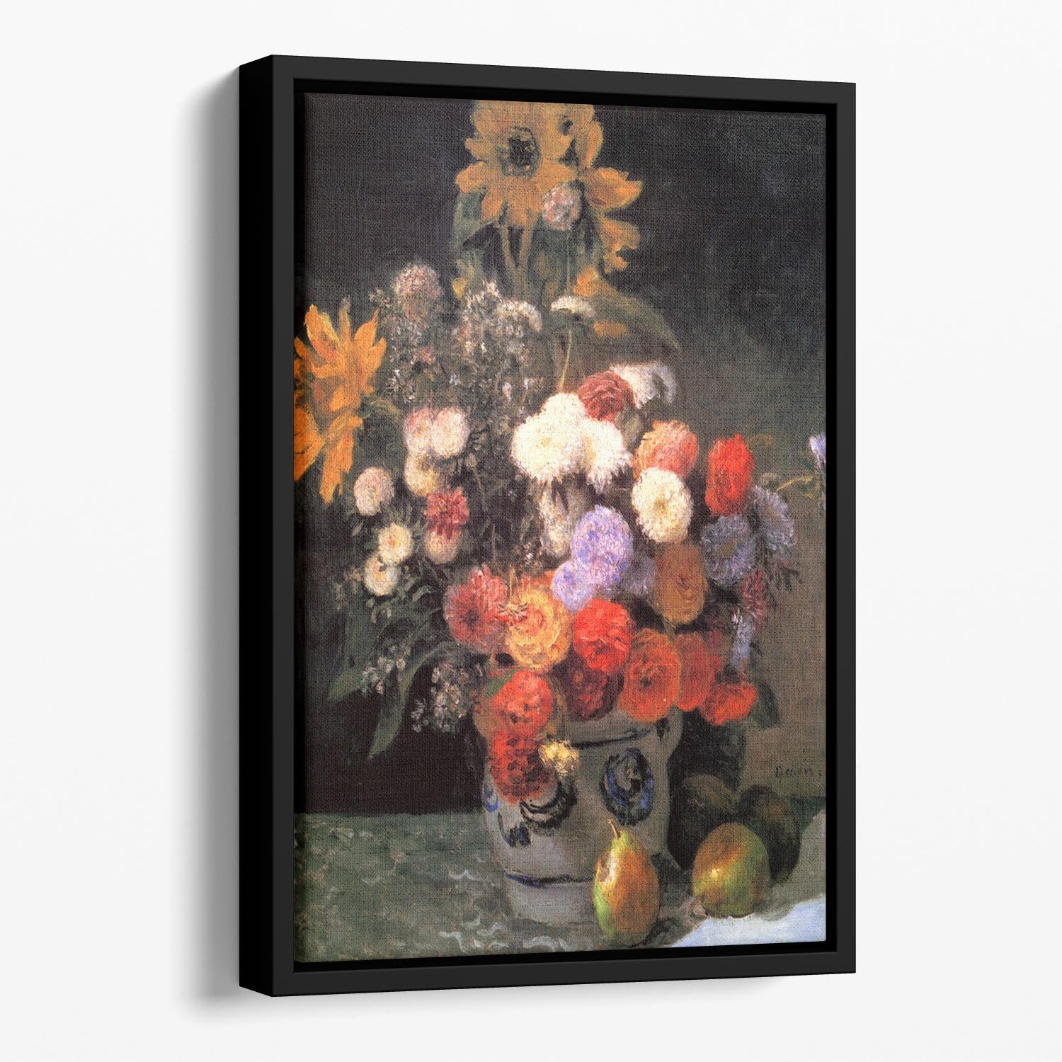 Flowers in a vase by Renoir Floating Framed Canvas