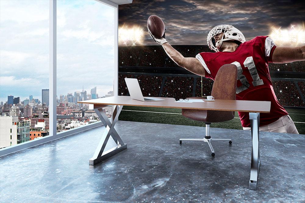 Football Player with a red uniform Wall Mural Wallpaper - Canvas Art Rocks - 3