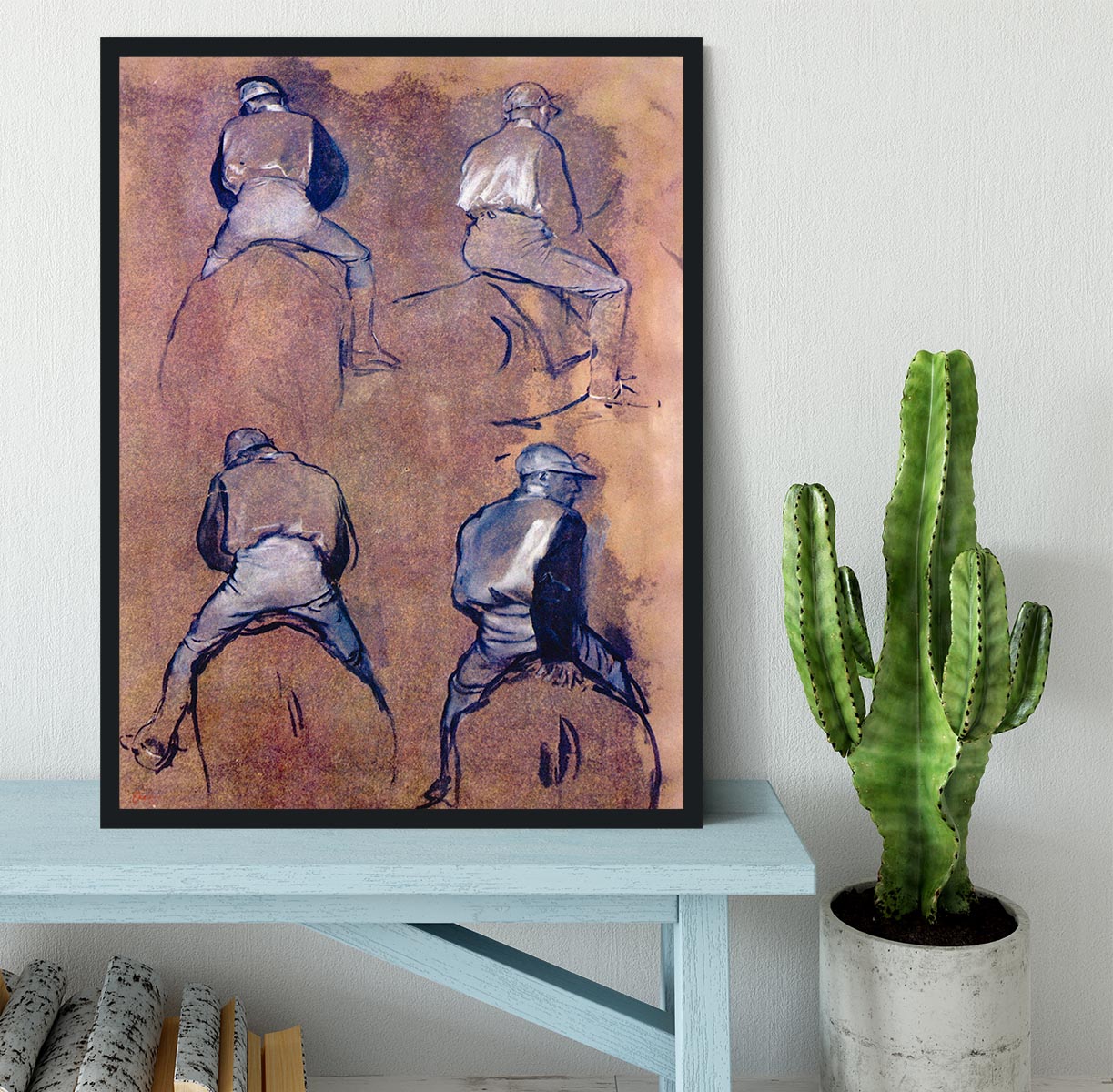 Four studies of Jockeys by Degas Framed Print - Canvas Art Rocks - 2