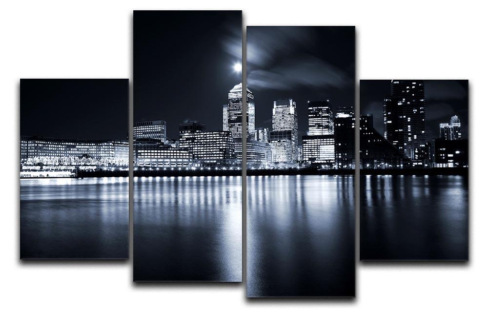 Full moon over London skyscrapers 4 Split Panel Canvas - Canvas Art Rocks - 1