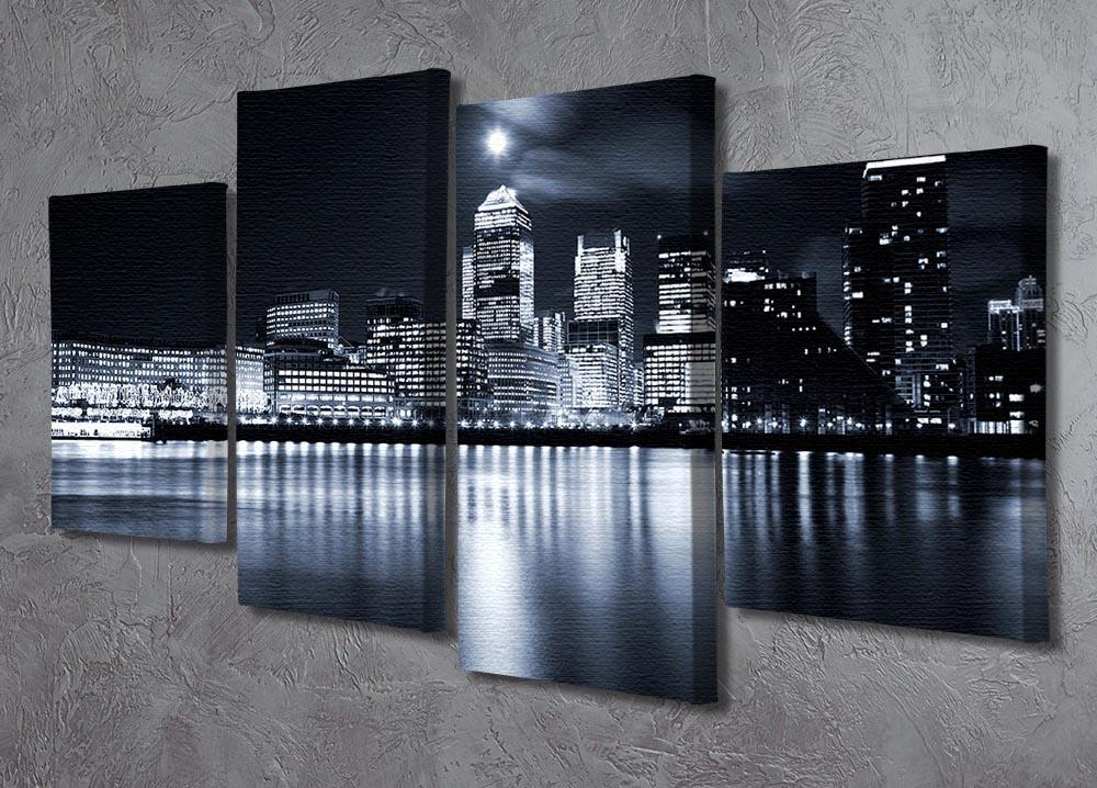 Full moon over London skyscrapers 4 Split Panel Canvas - Canvas Art Rocks - 2