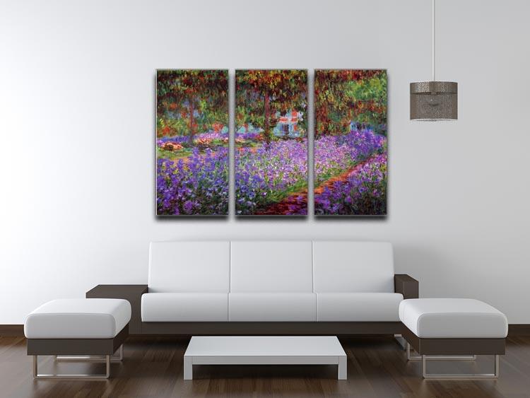 Garden in Giverny by Monet Split Panel Canvas Print - Canvas Art Rocks - 4