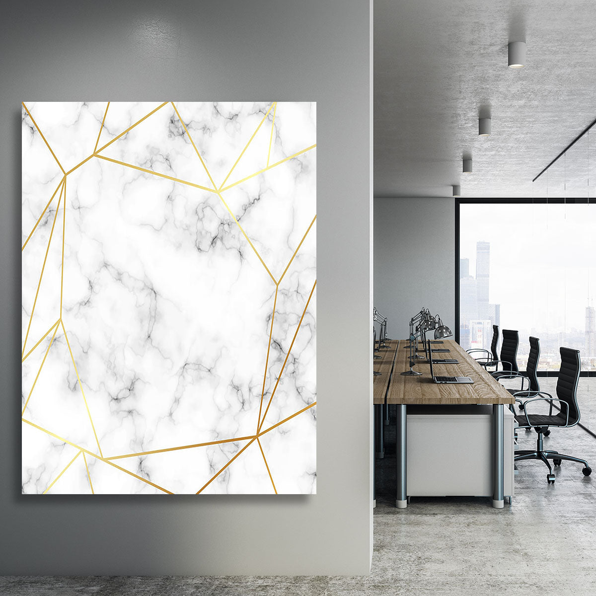 Geometric Gold Patterned Marble Canvas Print or Poster - Canvas Art Rocks - 3