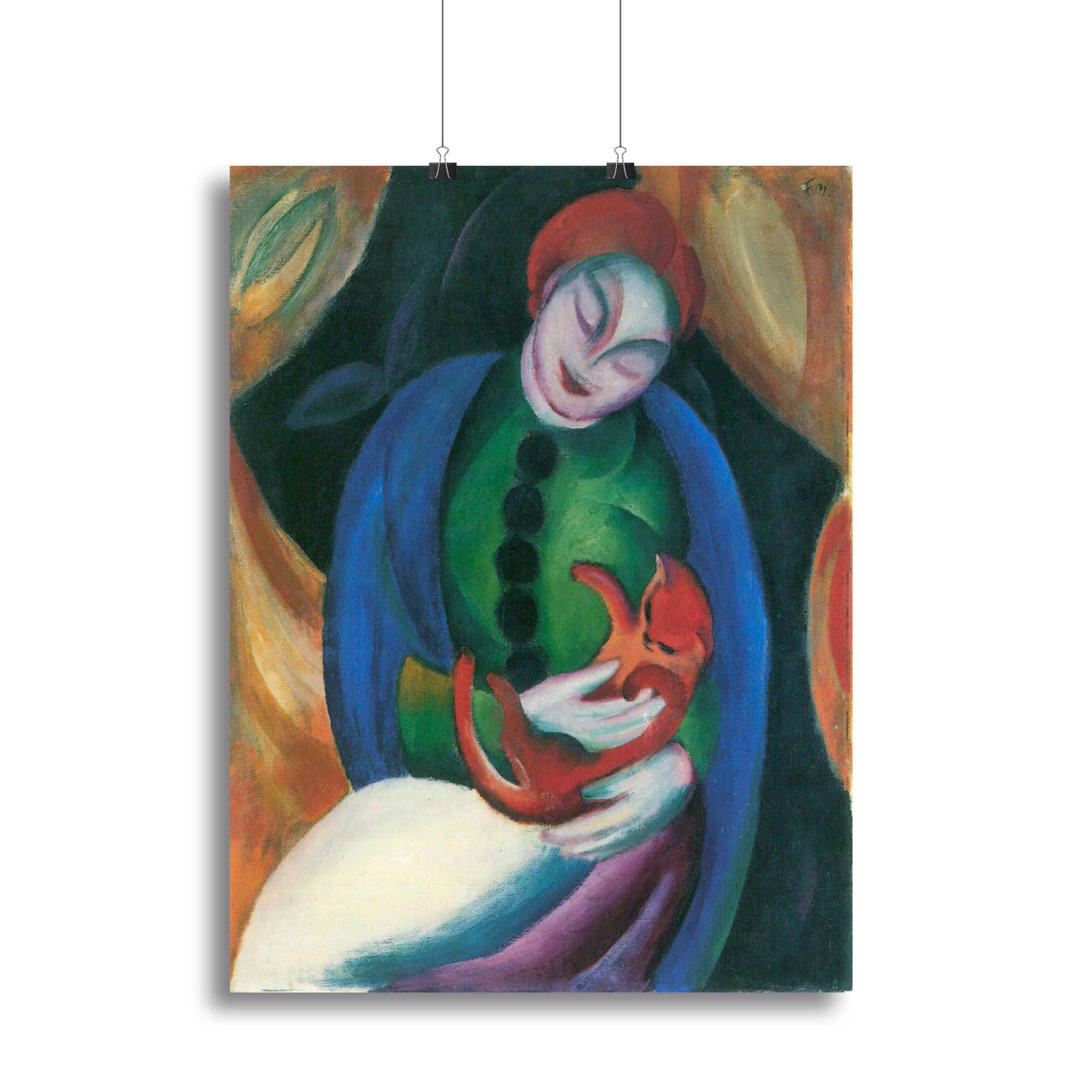 Girl with a Cat II by Franz Marc Canvas Print or Poster - Canvas Art Rocks - 2