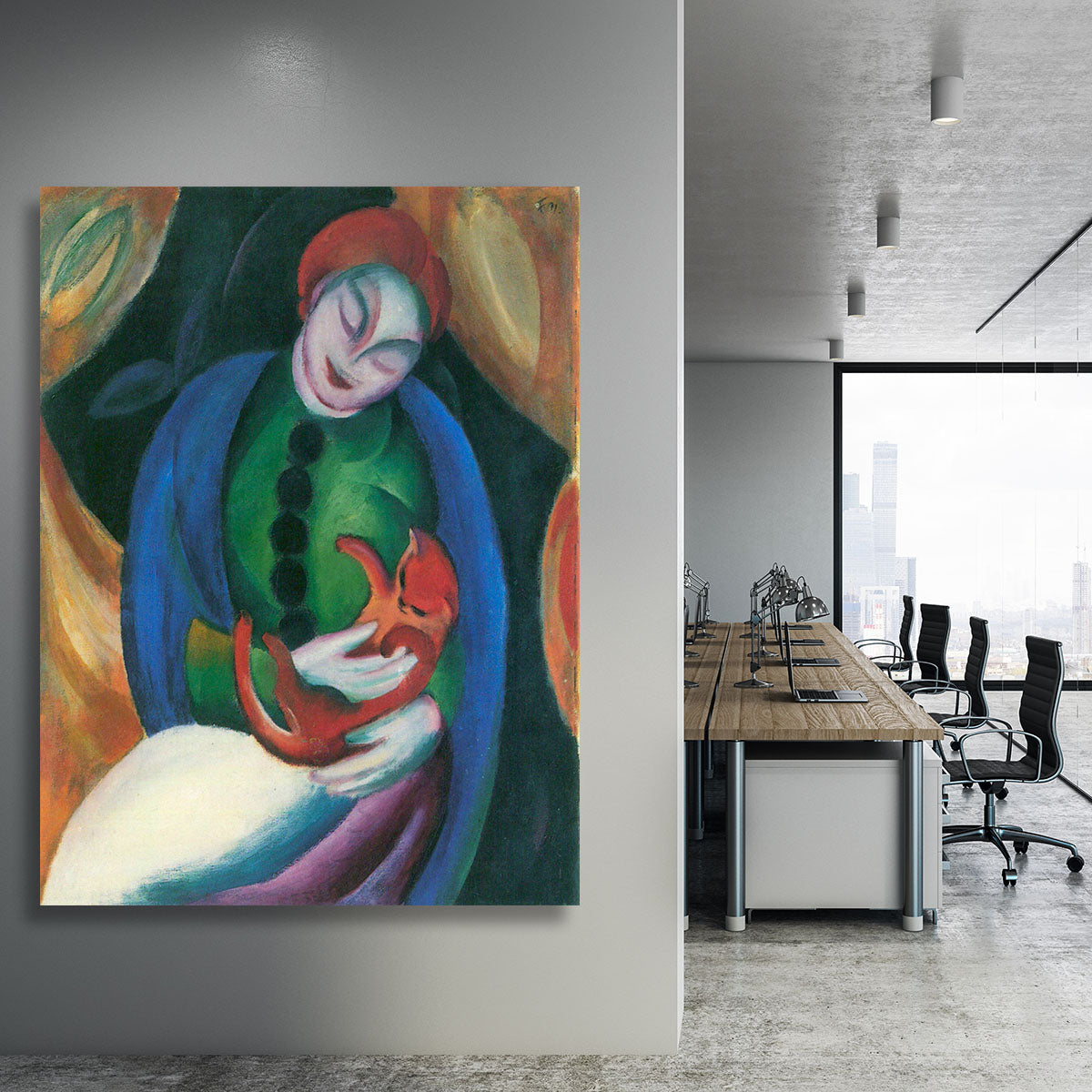 Girl with a Cat II by Franz Marc Canvas Print or Poster - Canvas Art Rocks - 3
