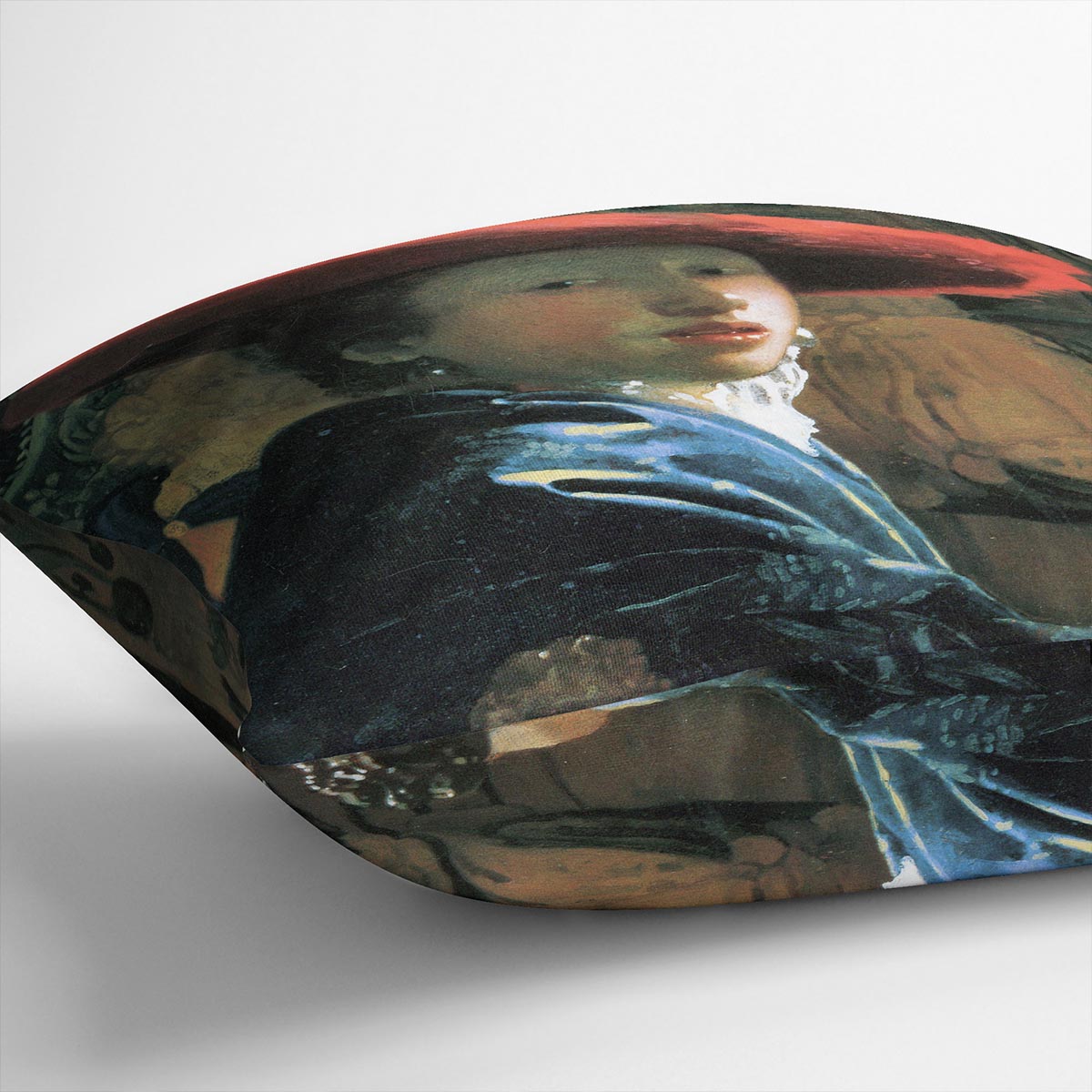 Girl with red hat by Vermeer Cushion
