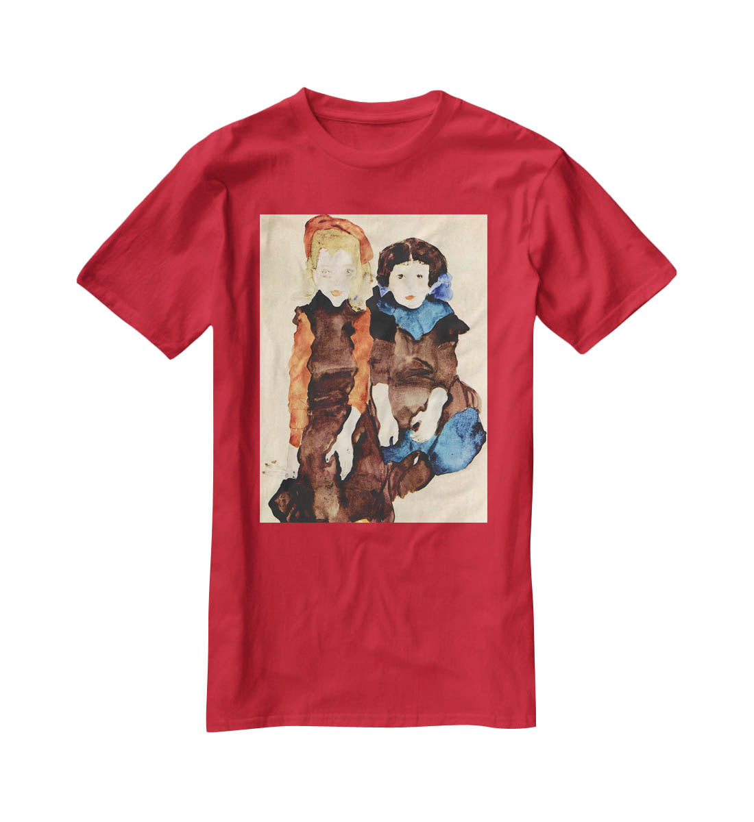 Girls by Egon Schiele T-Shirt - Canvas Art Rocks - 4
