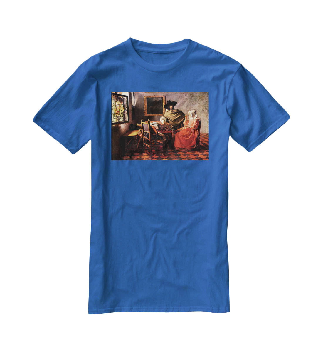 Glass of wine by Vermeer T-Shirt - Canvas Art Rocks - 2
