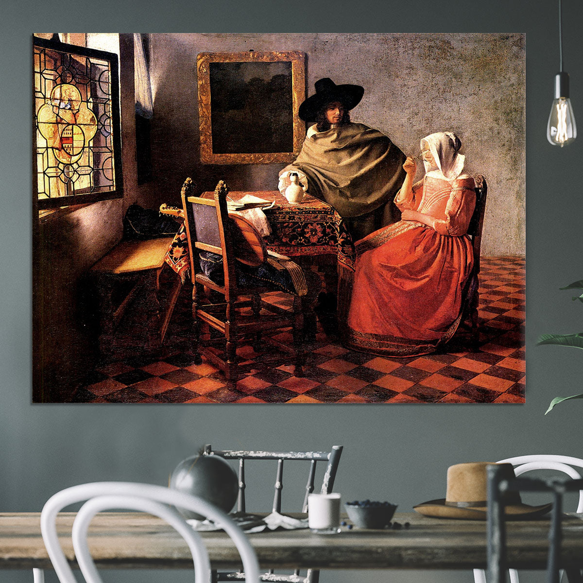 Glass of wine by Vermeer Canvas Print or Poster - Canvas Art Rocks - 3