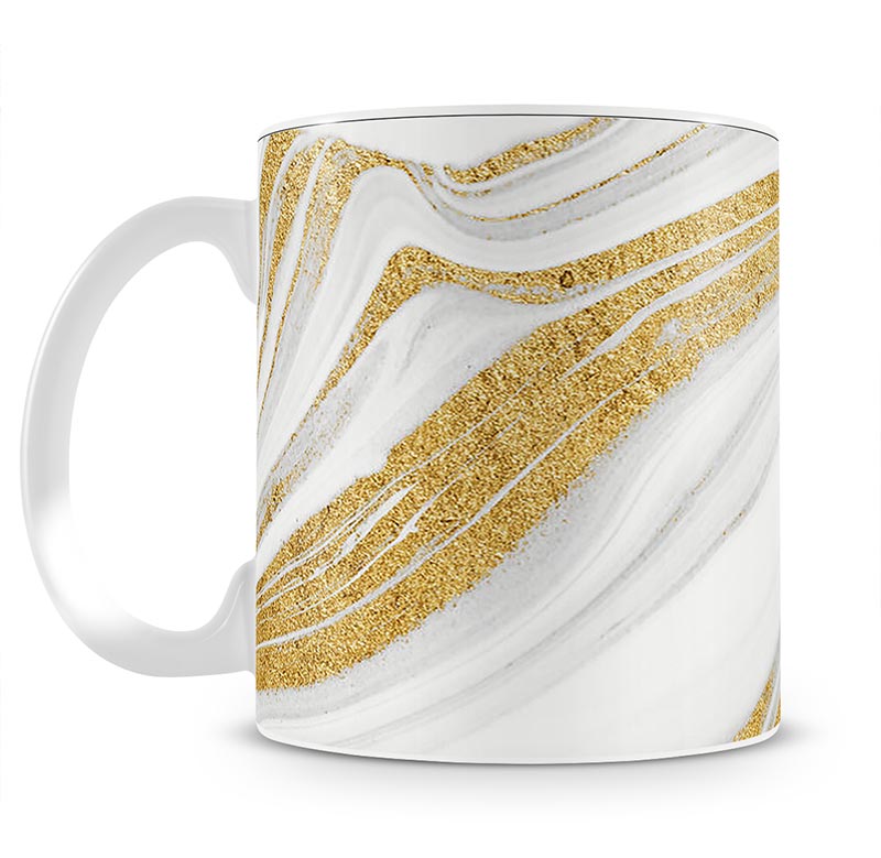Gold White and Grey Marble Waves Mug - Canvas Art Rocks - 1