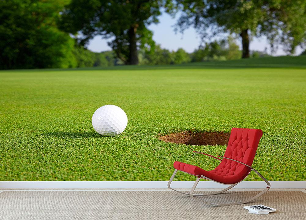 Golf ball close to the hole Wall Mural Wallpaper - Canvas Art Rocks - 2