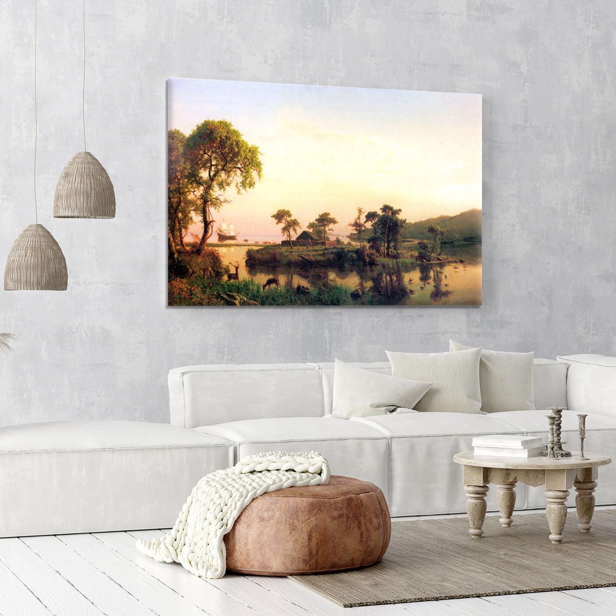 Gosnold on Cuttyhunk 1602 by Bierstadt Canvas Print or Poster - Canvas Art Rocks - 6