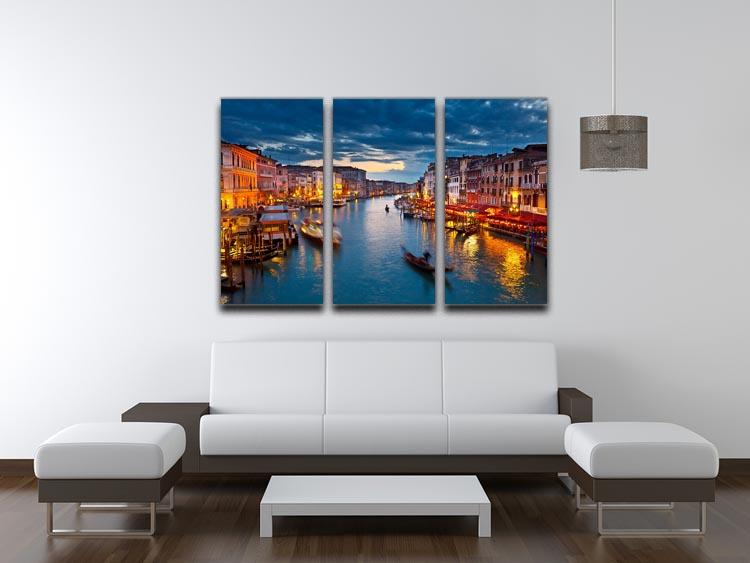 Grand Canal at night Venice 3 Split Panel Canvas Print - Canvas Art Rocks - 3