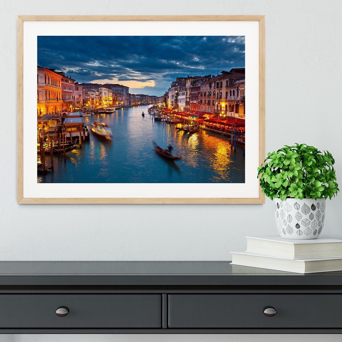 Grand Canal at night Venice Framed Print - Canvas Art Rocks - 3