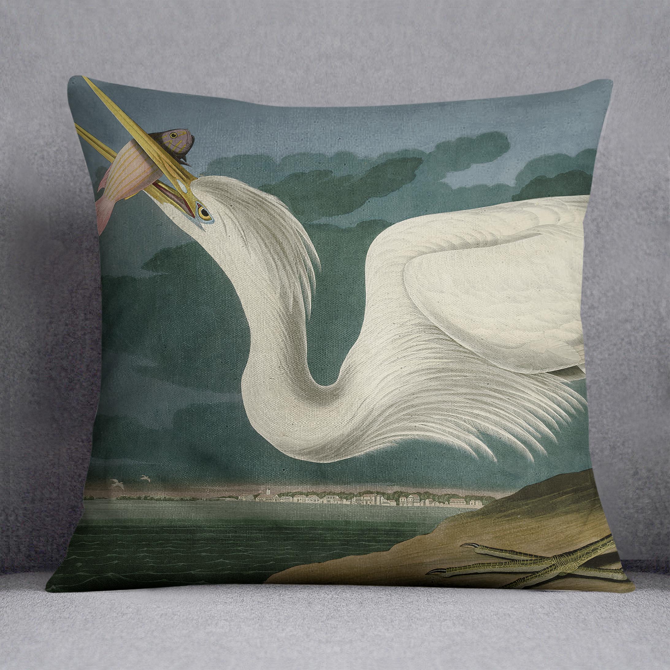 Great White Heron by Audubon Cushion